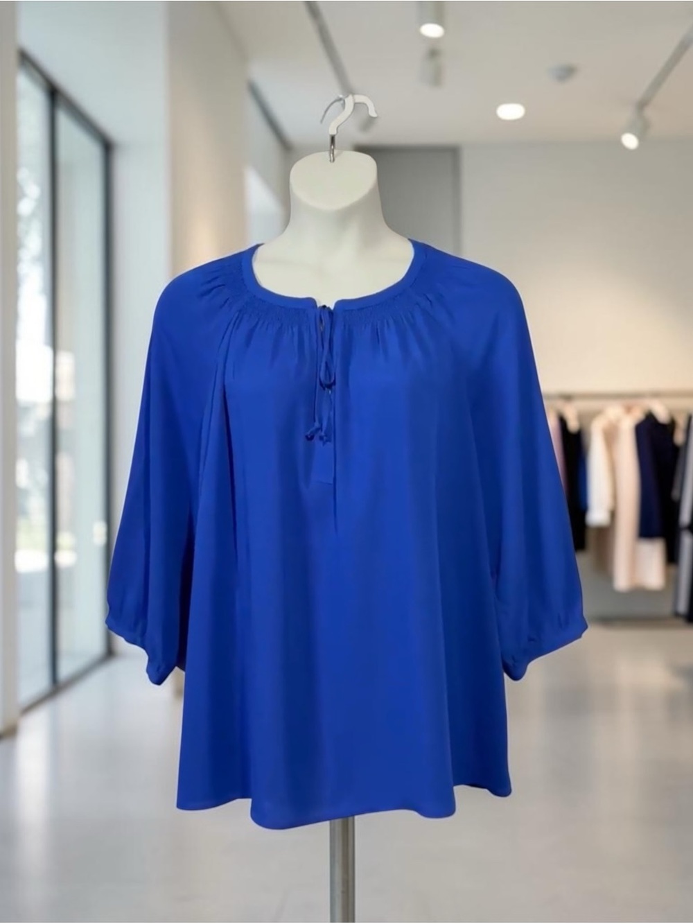 DR2 by Daniel Rainn, Plus Size 3X, Royal Blue Peasant Blouse